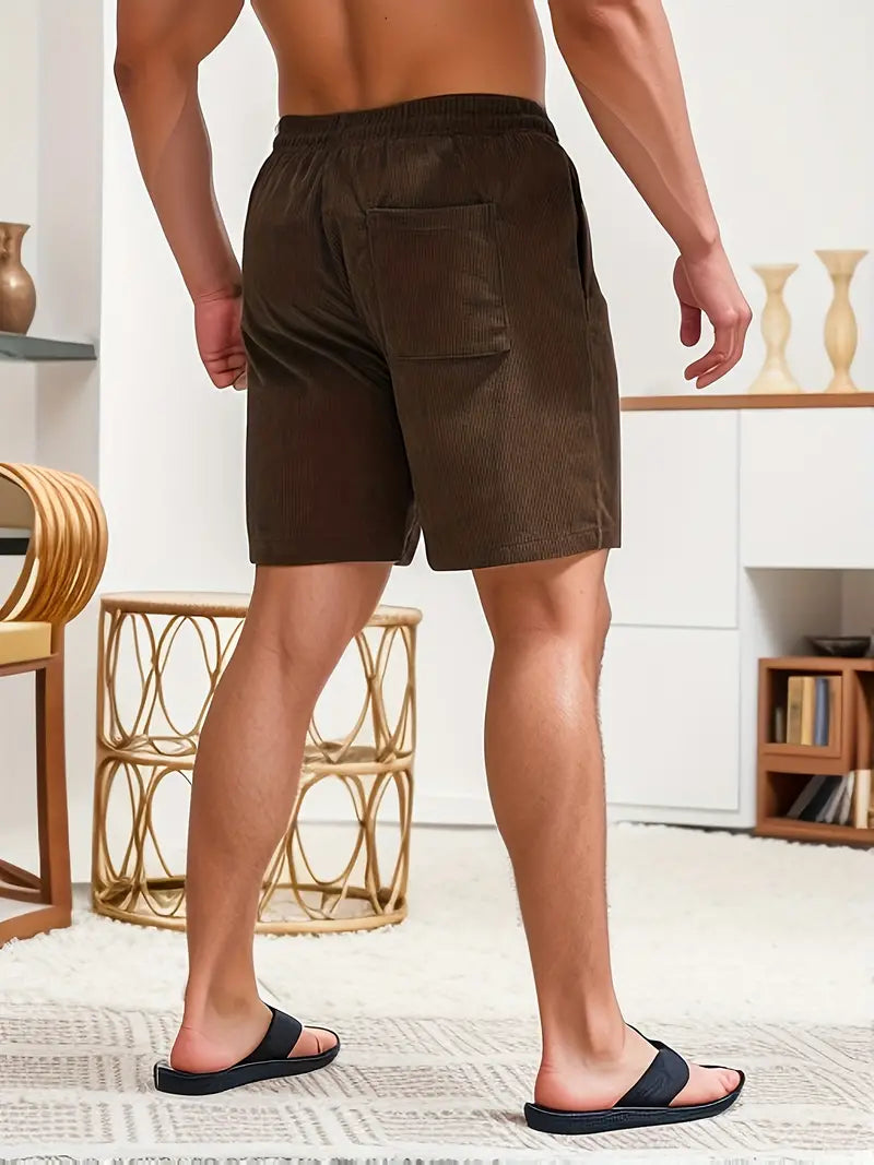 Corduroy Drawstring Shorts with Side Pockets