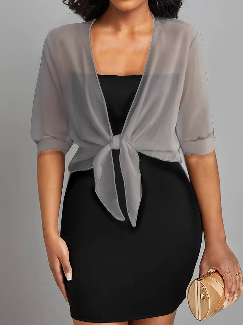 Women's Sheer Chiffon Cardigan with Tie Front
