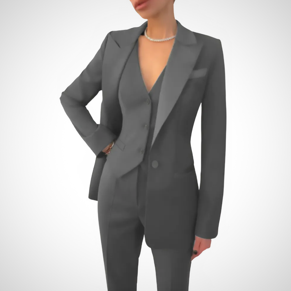 Three-Piece Blazer Suit Set with Notched Lapel