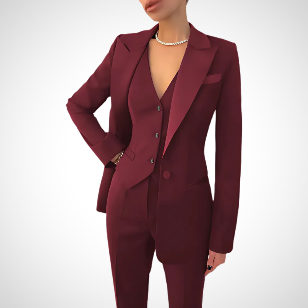 Three-Piece Blazer Suit Set with Notched Lapel