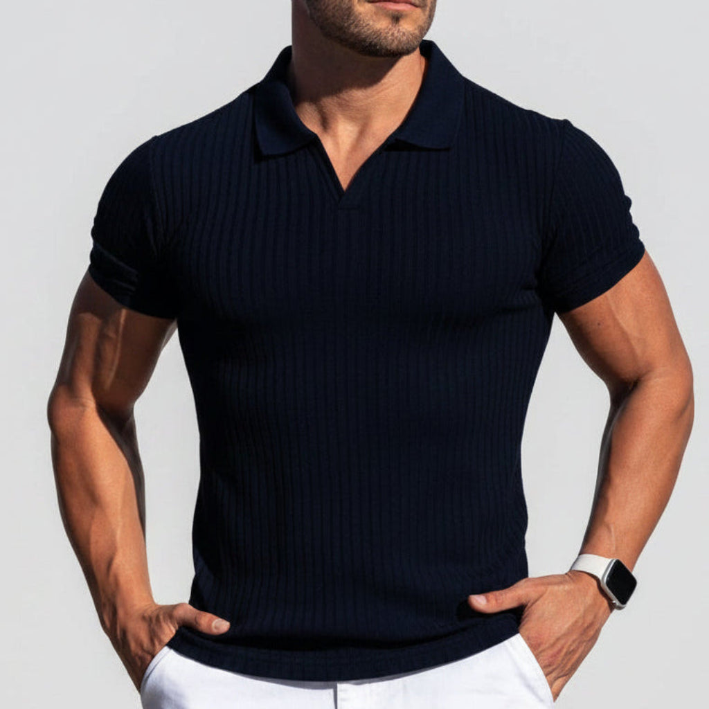 Polo texturé pour homme | Haut en maille ajusté à manches courtes