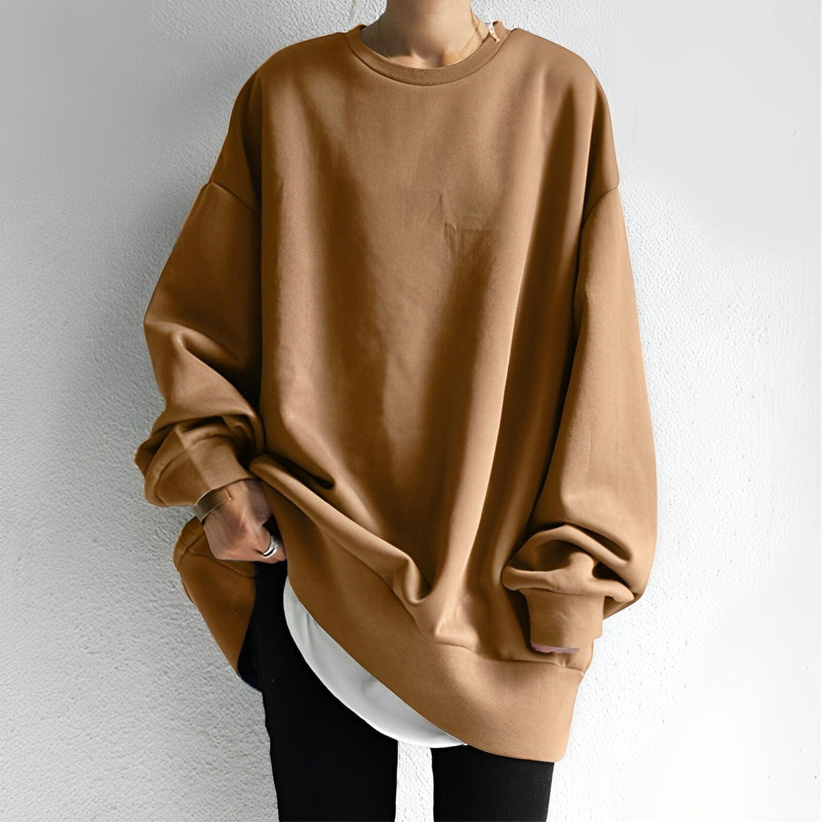 Sweat-shirt oversize à col rond pour femmes