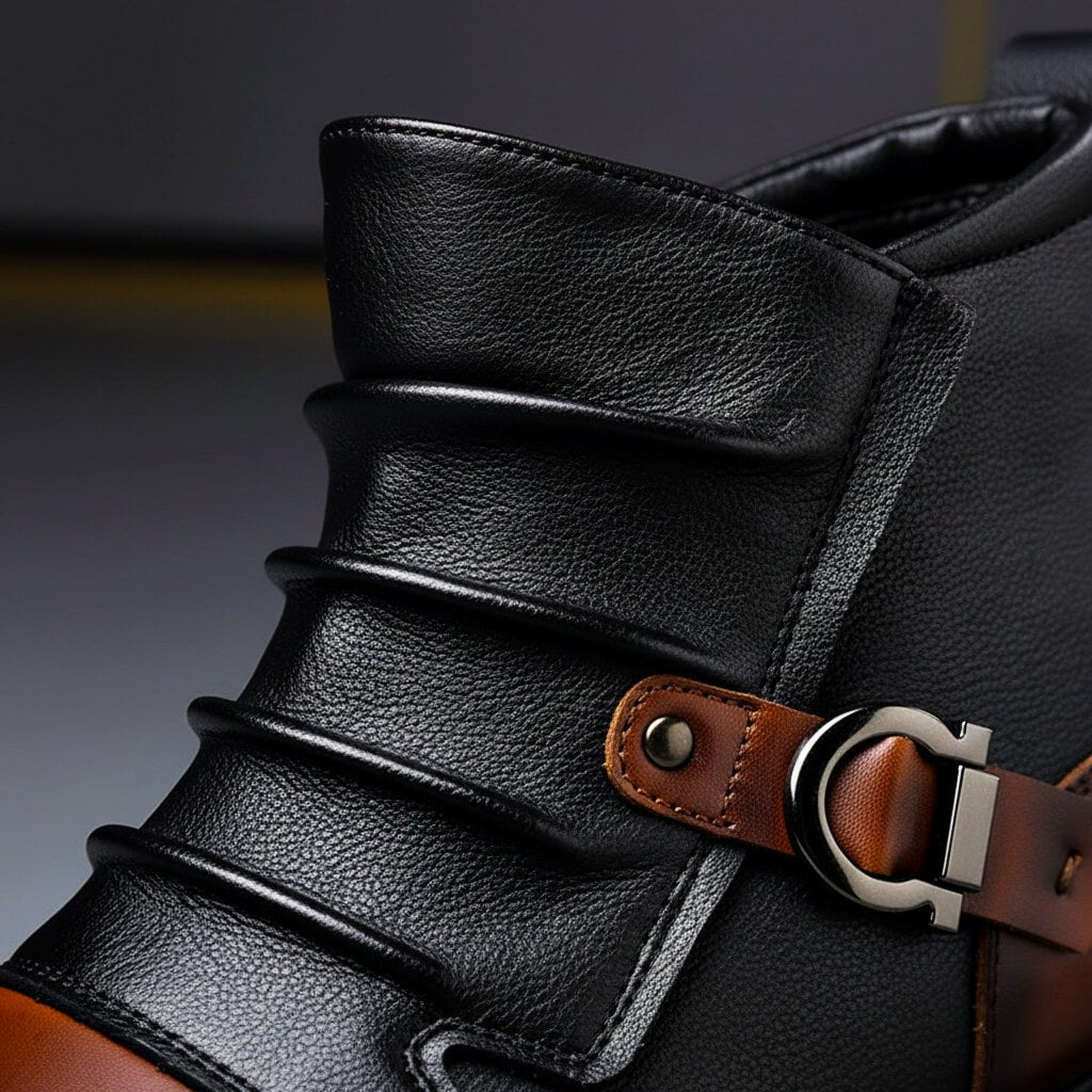 Men’s Two-Tone Buckle Ankle Boots