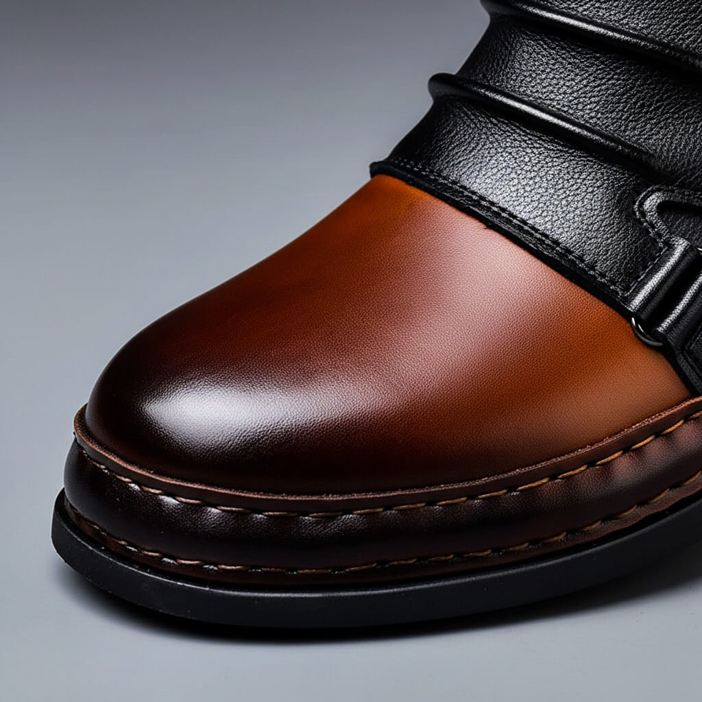 Men’s Two-Tone Buckle Ankle Boots