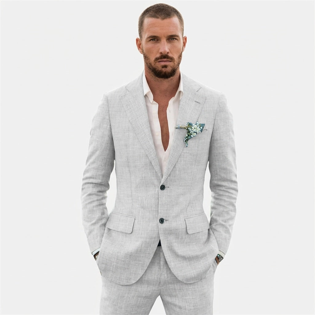 Men's Relaxed Fit Linen-Blend Two-Piece Suit