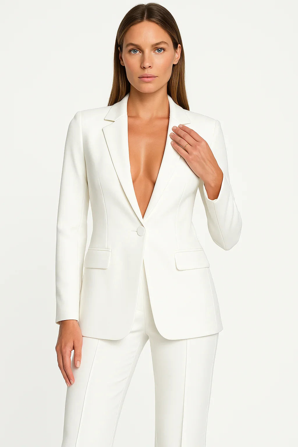 Tailored Blazer and Wide-Leg Trouser Suit Set