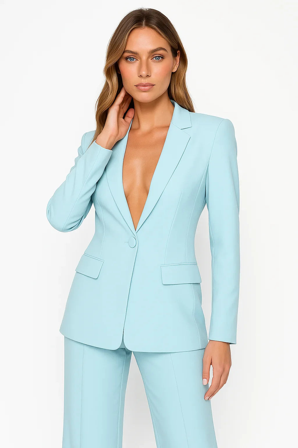 Tailored Blazer and Wide-Leg Trouser Suit Set