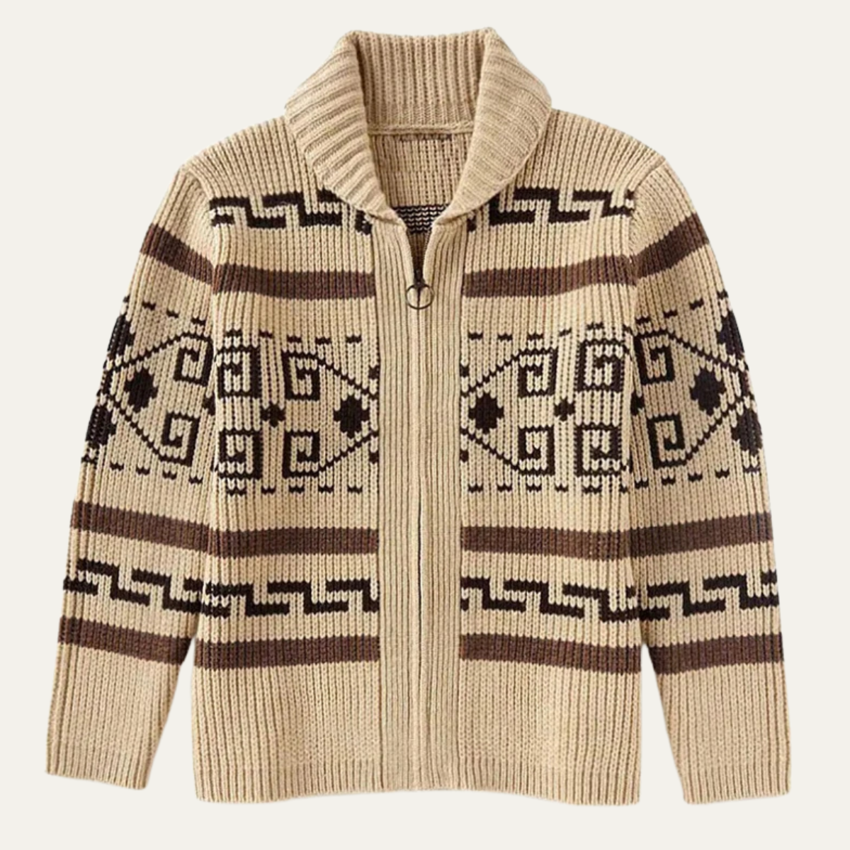 Men's Oversized Knit Cardigan | Open Front Ribbed Shawl Collar