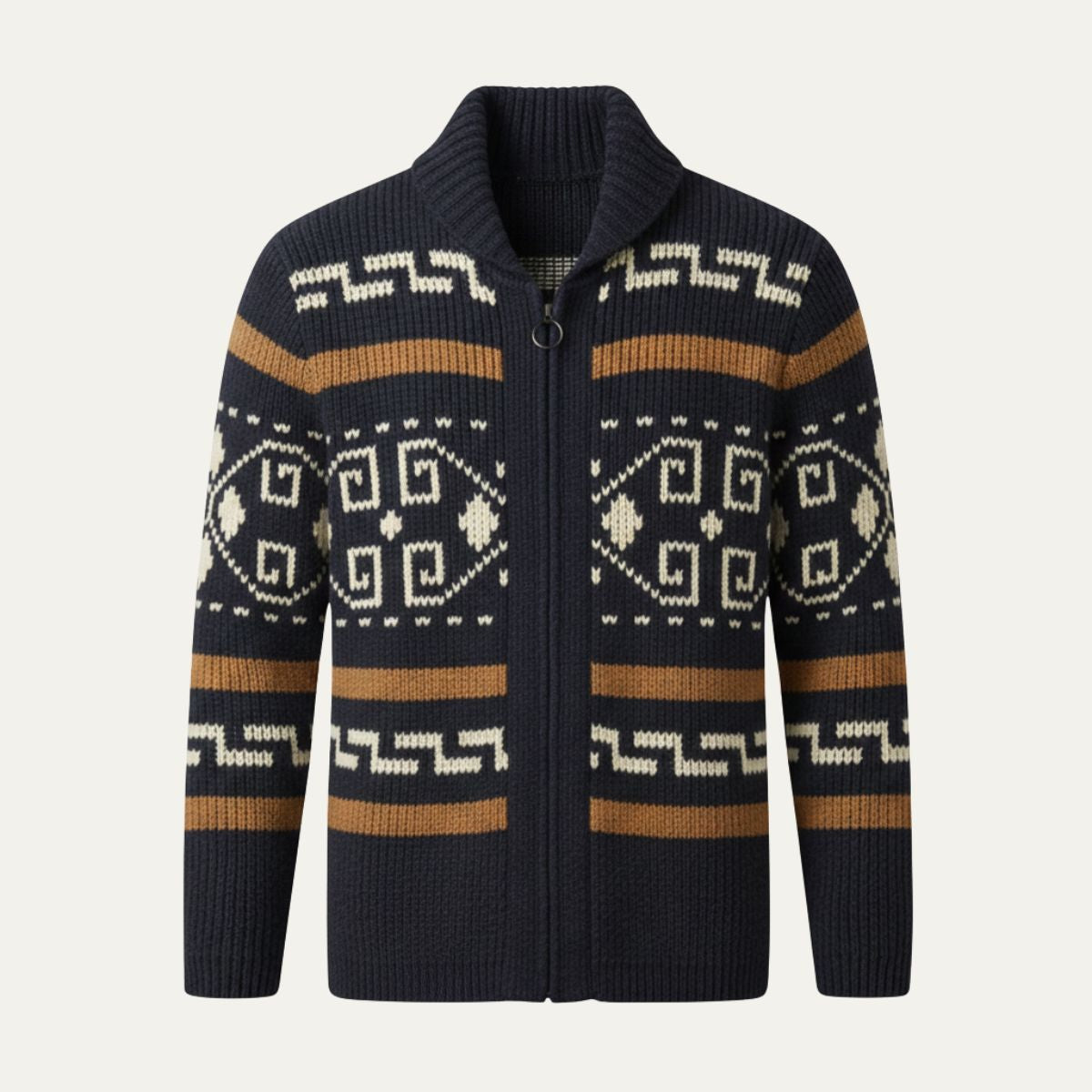 Men's Oversized Knit Cardigan | Open Front Ribbed Shawl Collar