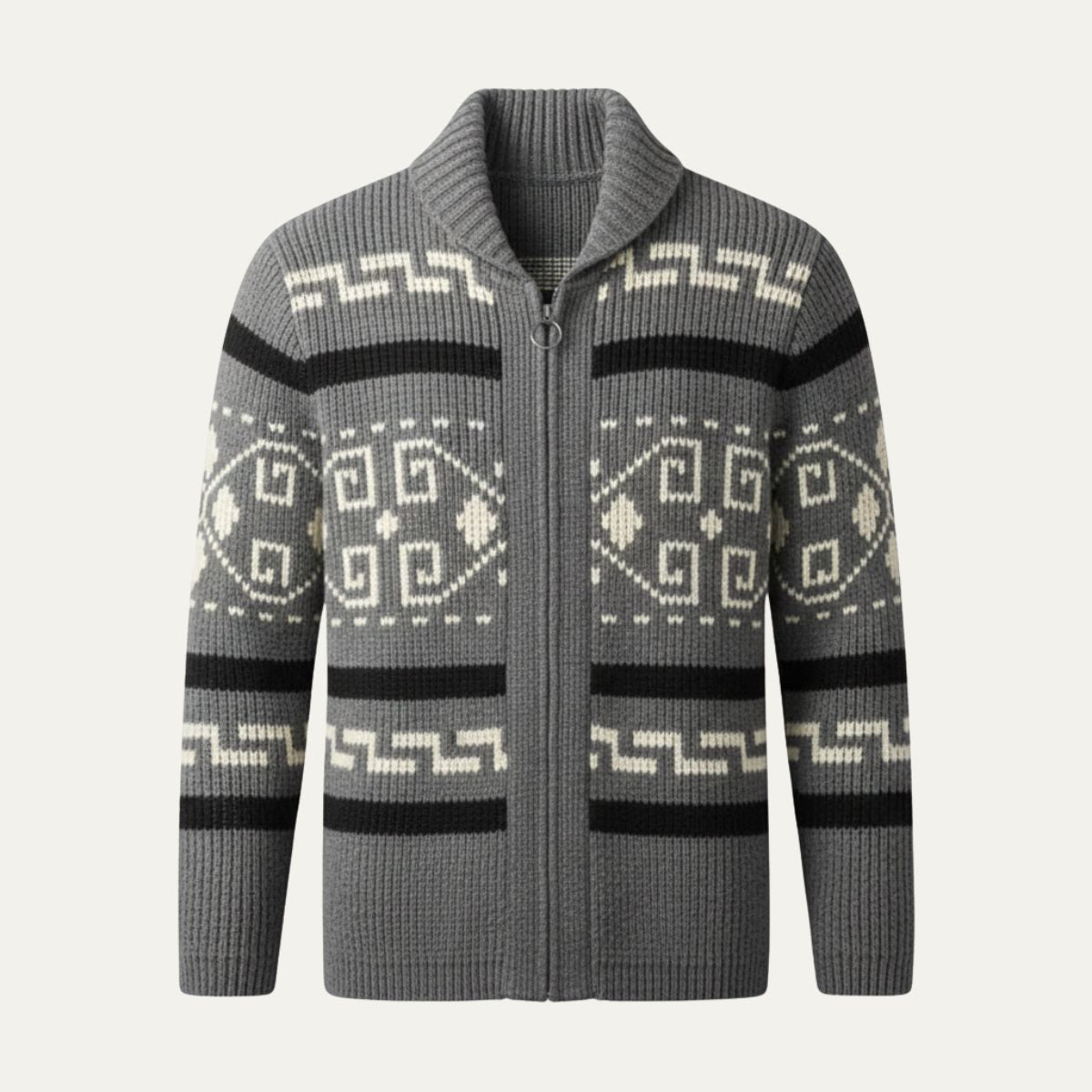Men's Oversized Knit Cardigan | Open Front Ribbed Shawl Collar