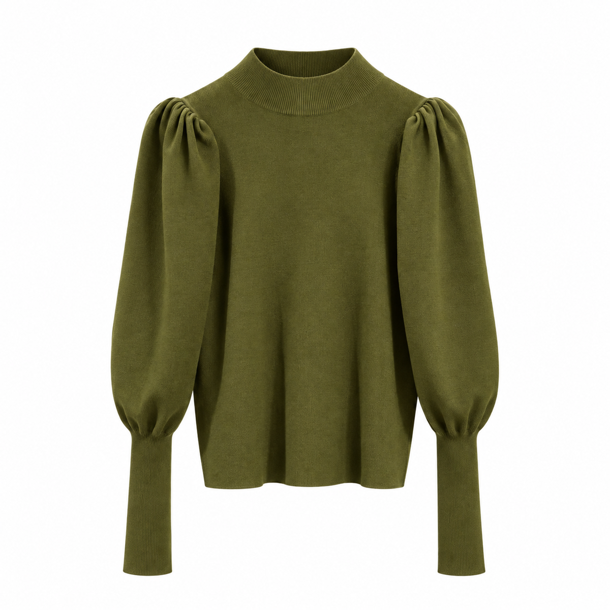 Women's High Neck Jumper with Puff Sleeves