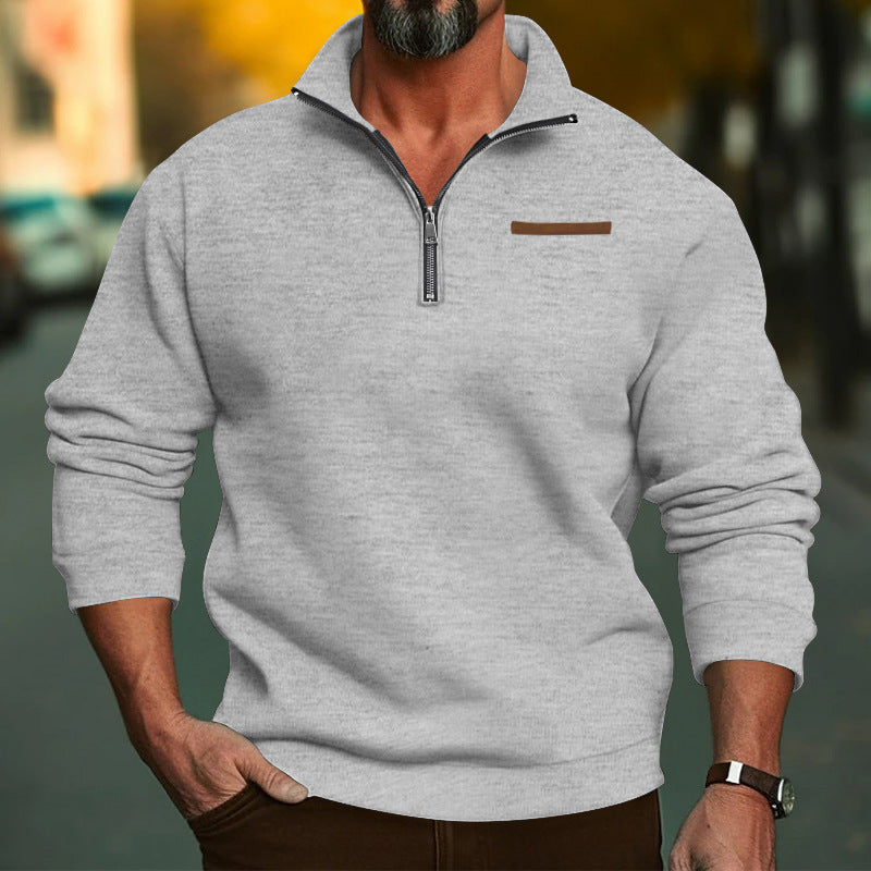 Men’s Half-Zip Sweatshirt with Stand Collar