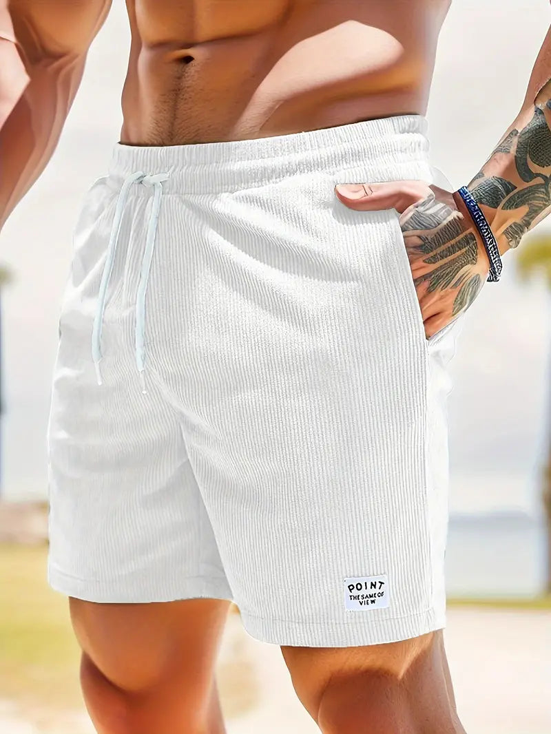 Corduroy Drawstring Shorts with Side Pockets
