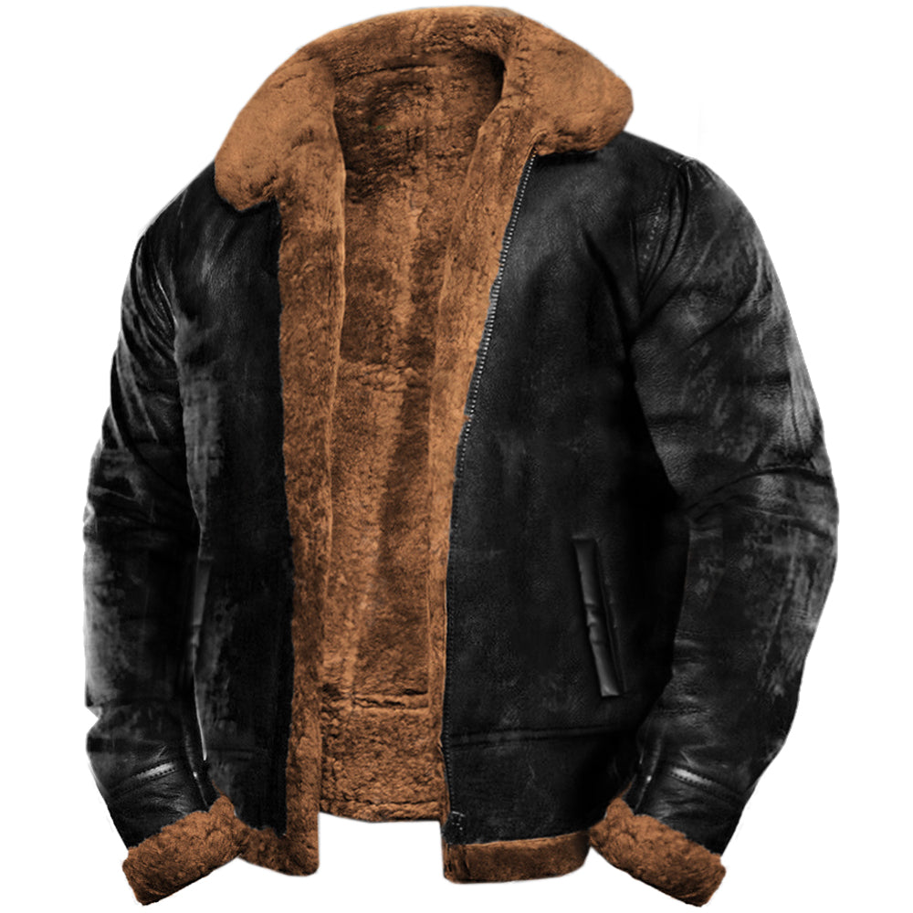 Men's Shearling Aviator Jacket | Faux Leather Bomber