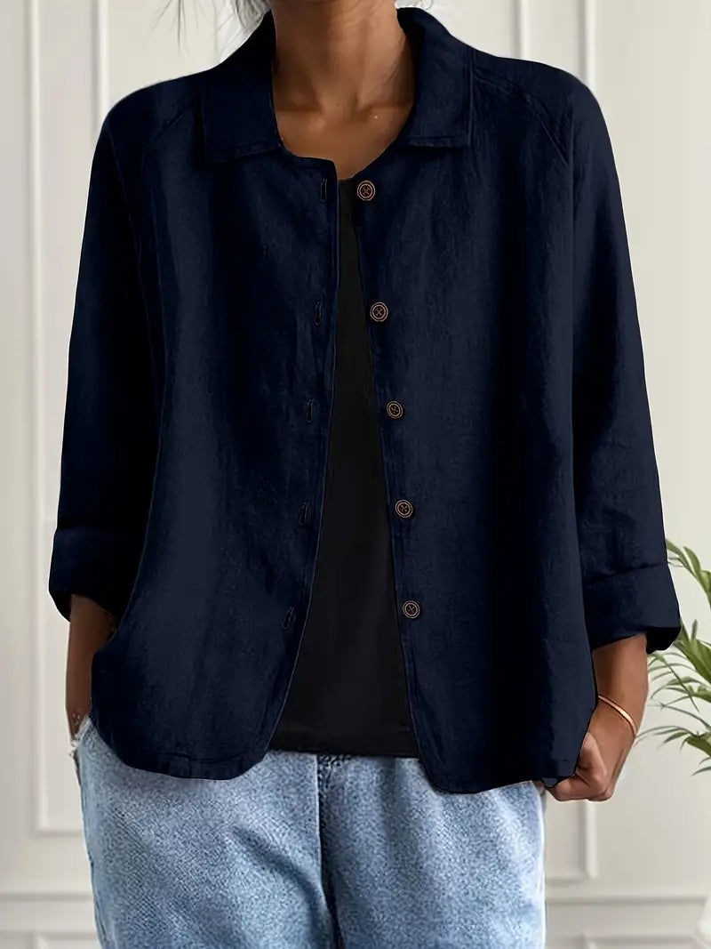 Veste décontractée pour femme à col et boutonnage sur le devant