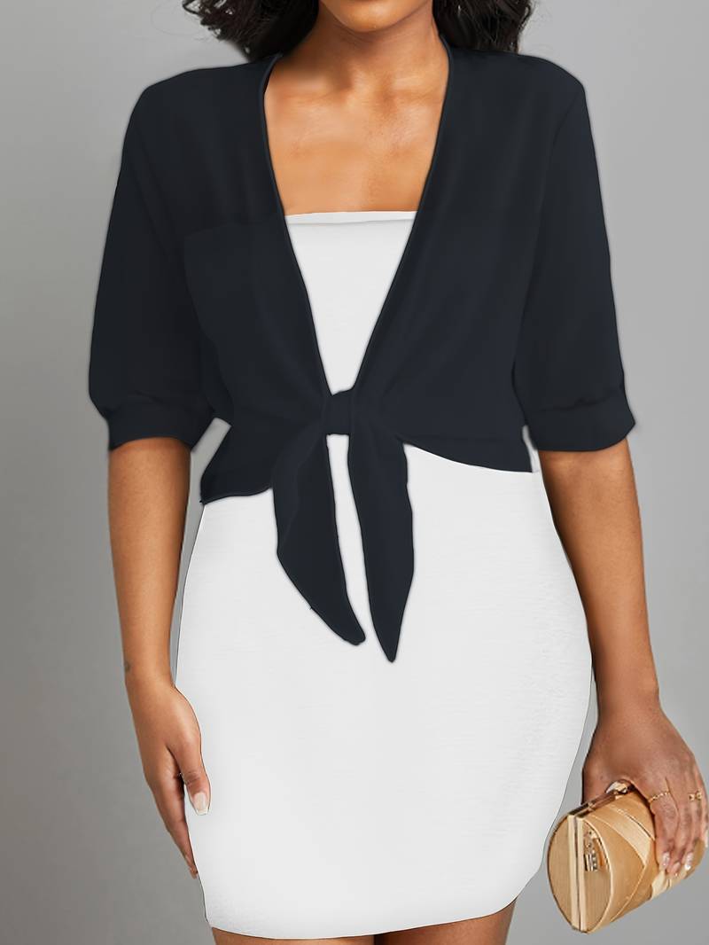 Women's Sheer Chiffon Cardigan with Tie Front