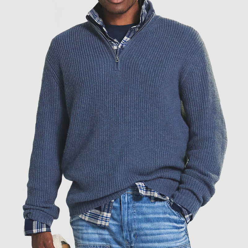 Men’s Ribbed Half-Zip Knitted Jumper