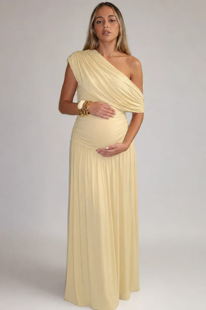 Women's One-Shoulder Maternity Maxi Dress
