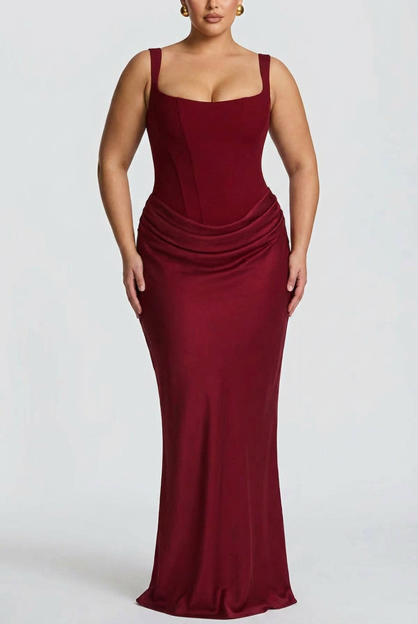 Women’s Square Neck Ruched Maxi Dress