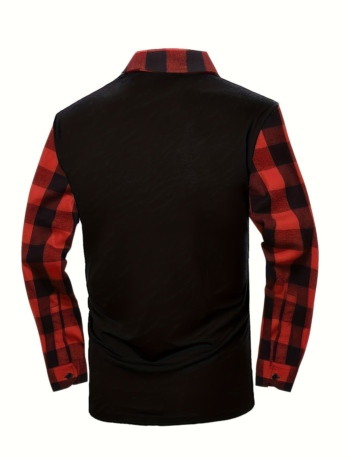 Chemise à carreaux demi-zippée pour homme | Manches contrastantes