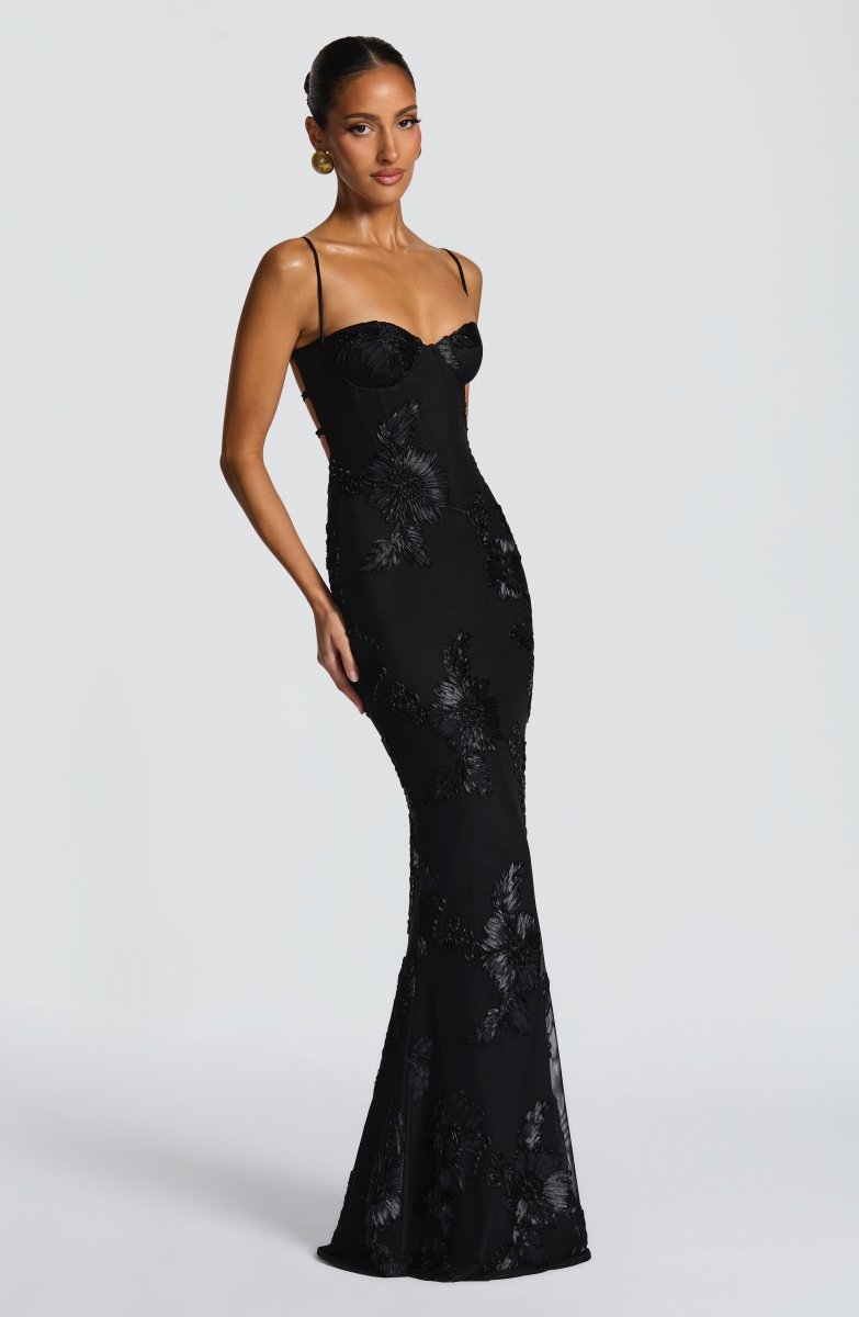 Lace Applique Mermaid Gown with Spaghetti Straps
