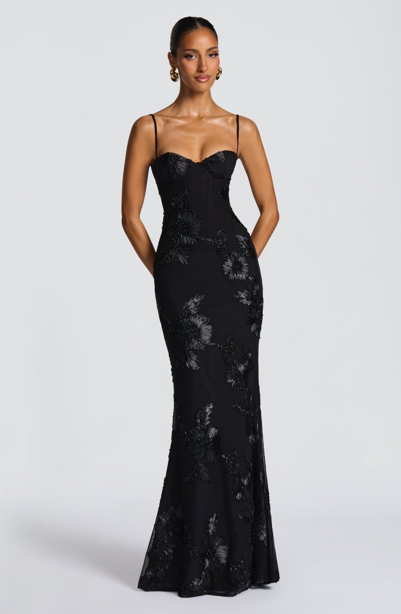 Lace Applique Mermaid Gown with Spaghetti Straps