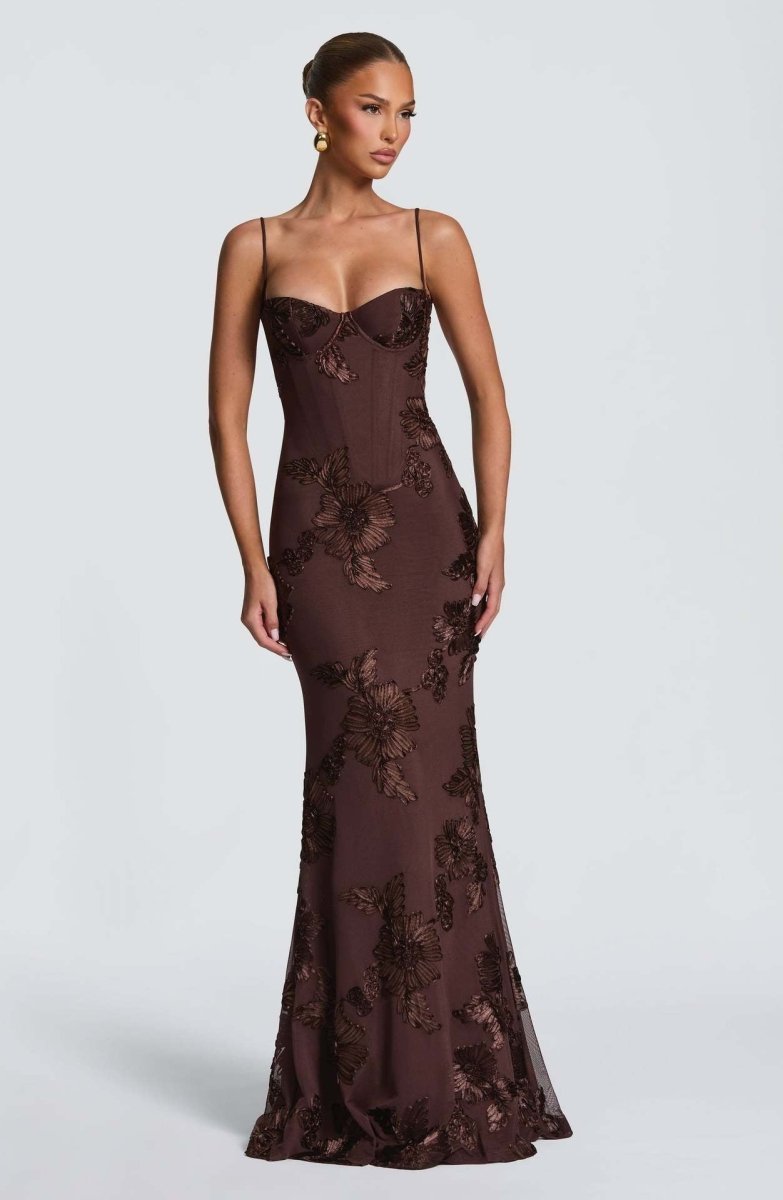 Lace Applique Mermaid Gown with Spaghetti Straps