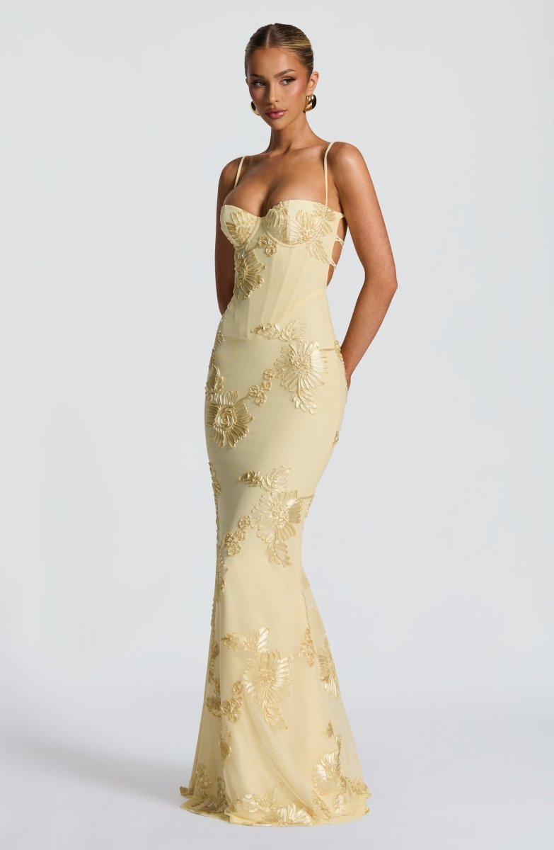 Lace Applique Mermaid Gown with Spaghetti Straps