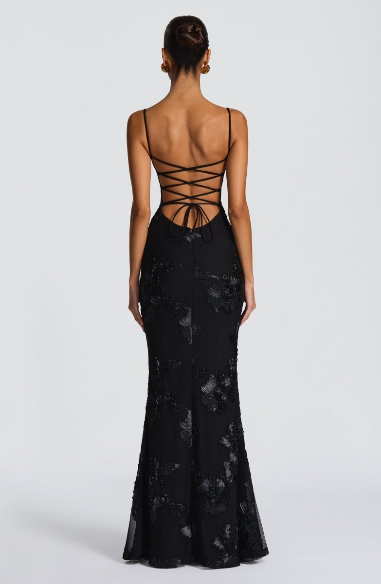 Lace Applique Mermaid Gown with Spaghetti Straps