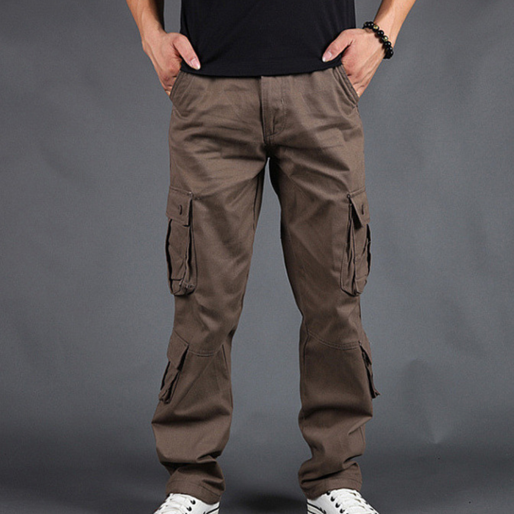 Pantalon cargo en coton pour homme | Pantalon décontracté à poches multiples