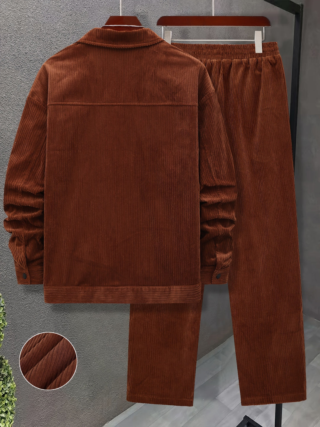 Ensemble chemise et pantalon en velours côtelé pour homme