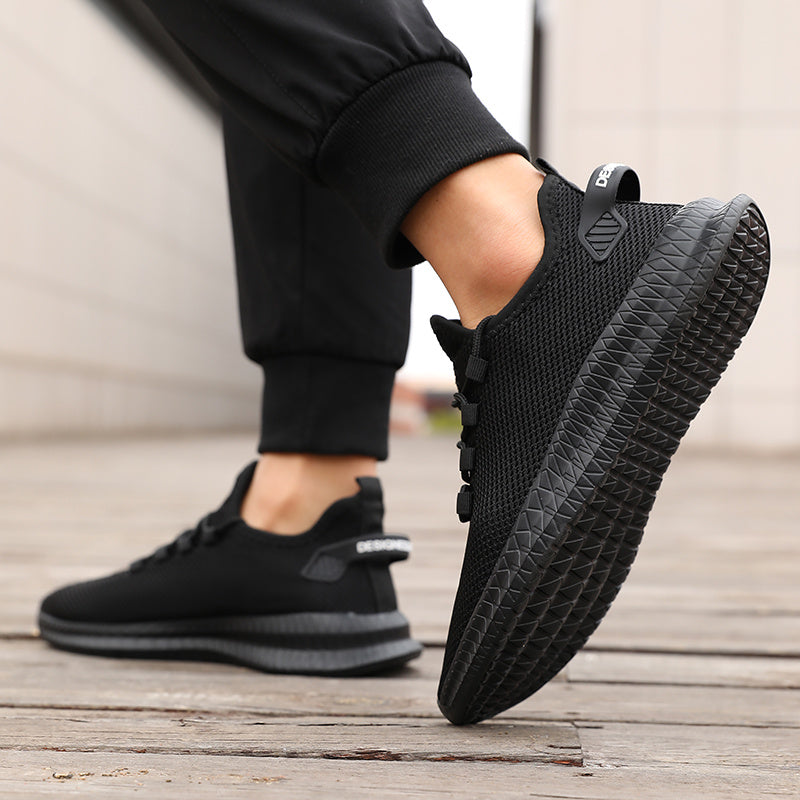 Breathable Knit Low-Top Lace-Up Trainers