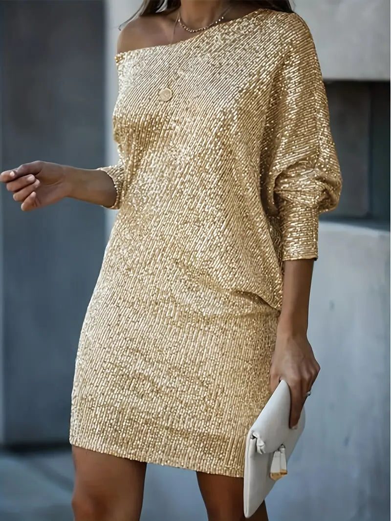 Women's Sequin Off-Shoulder Mini Dress