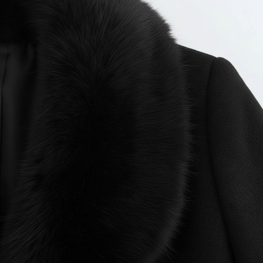 Women's Faux Fur Collar Belted Long Coat