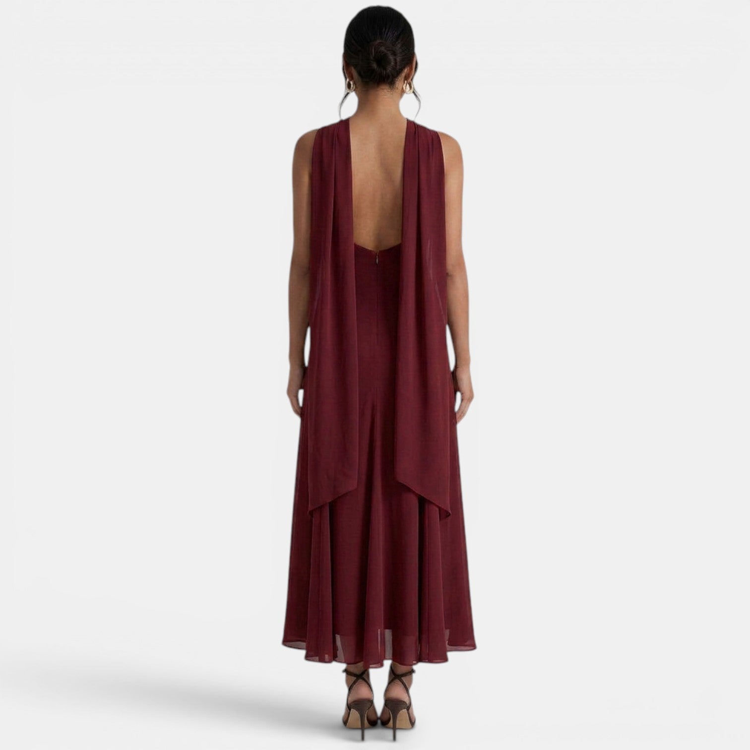 Women's Cross Neck Draped Maxi Dress
