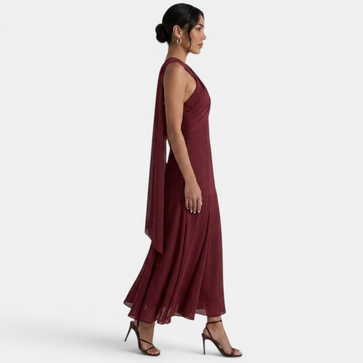 Women's Cross Neck Draped Maxi Dress