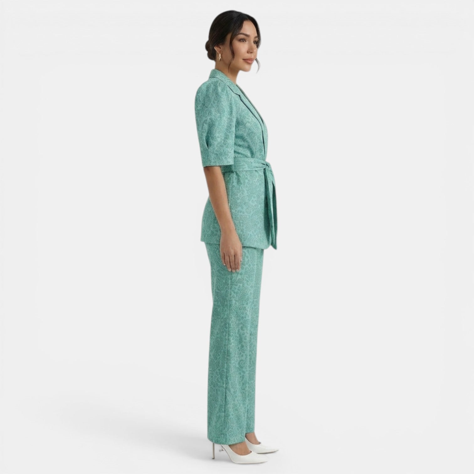 Women's Printed Blazer & Wide Leg Trouser Co-ord