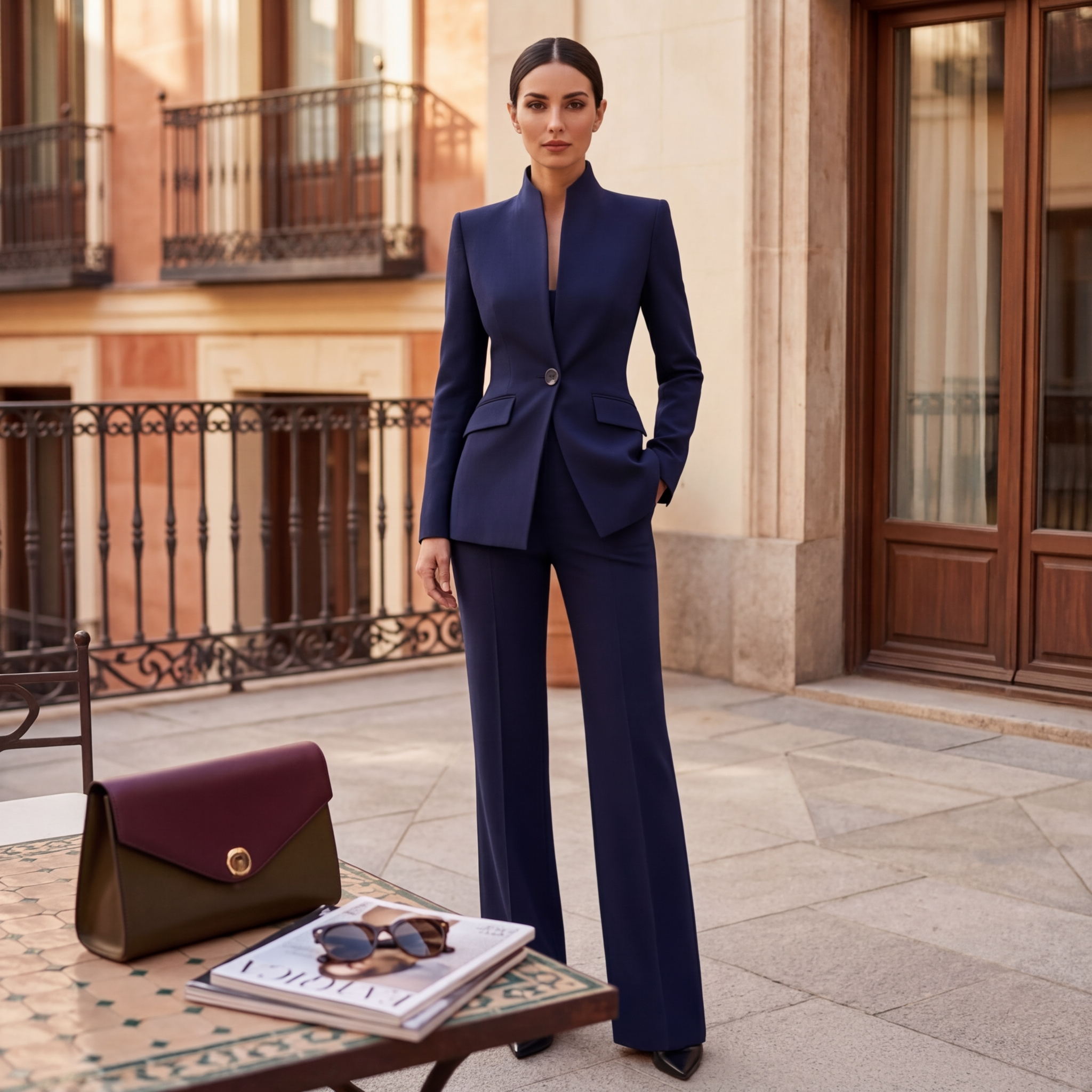 Women's Tailored Blazer & Wide Leg Trouser Suit