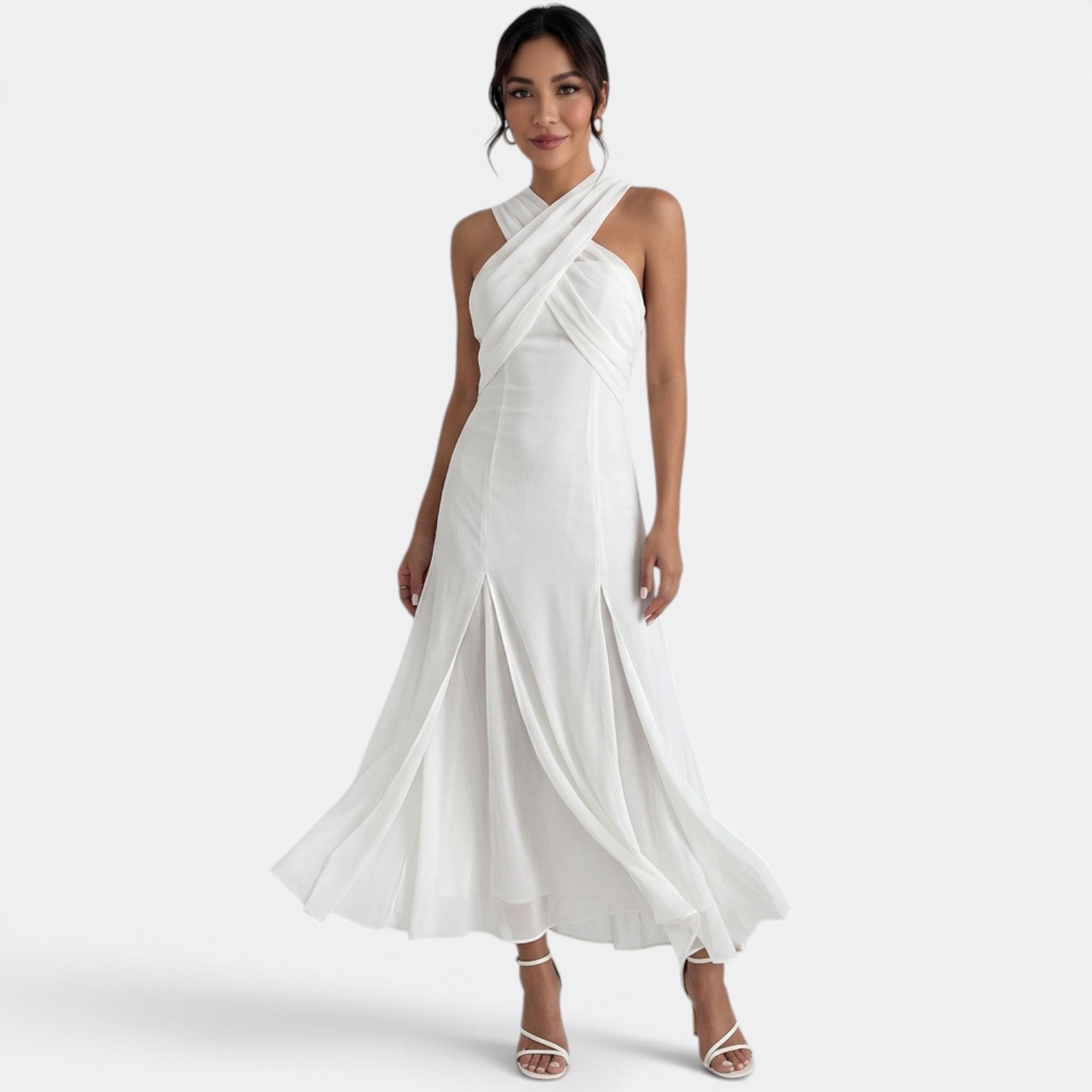 Women's Cross Neck Draped Maxi Dress
