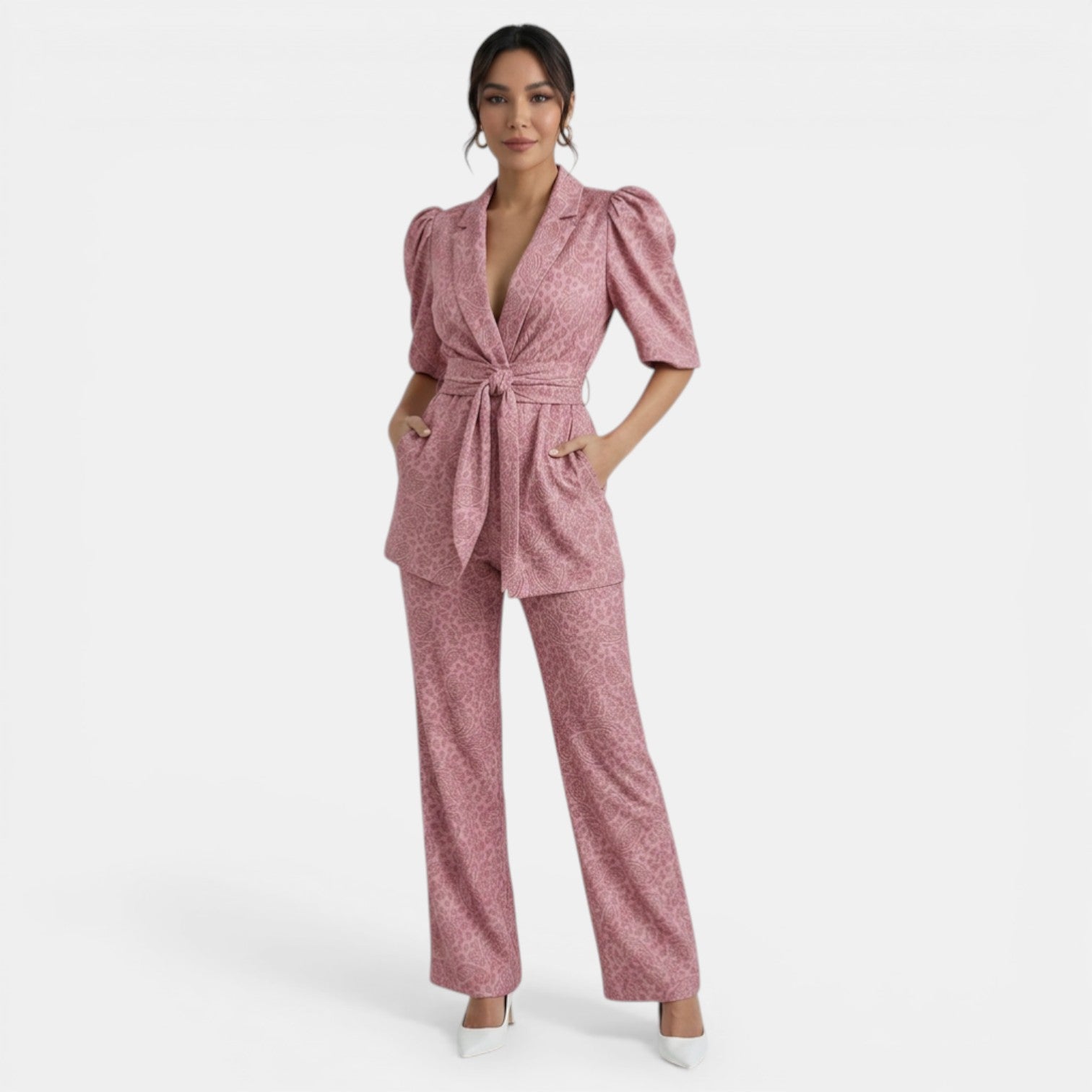 Women's Printed Blazer & Wide Leg Trouser Co-ord