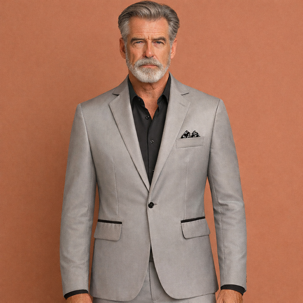 Men's Casual Blazer with Notch Lapel and Flap Pockets