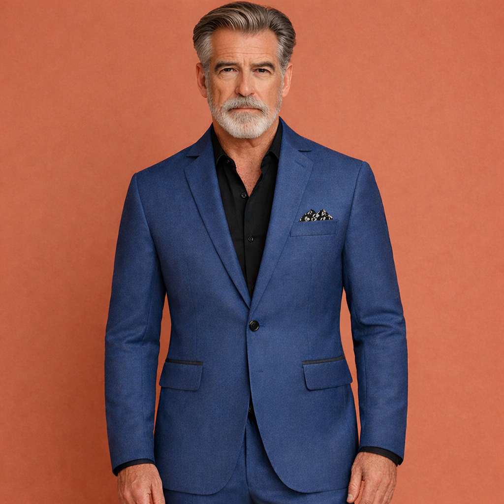 Men's Casual Blazer with Notch Lapel and Flap Pockets