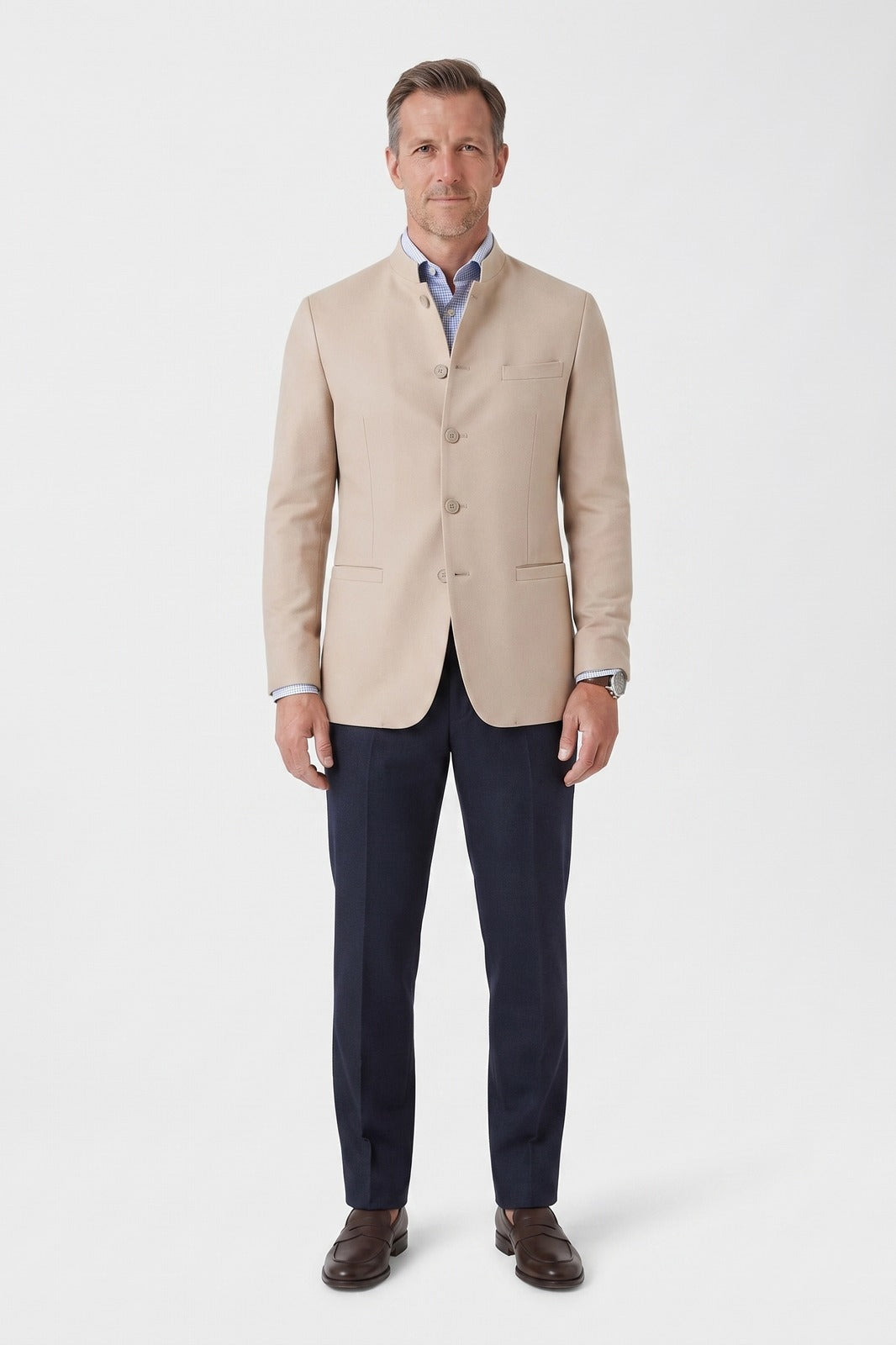 Gilet pour homme | Blazer ajusté à col Nehru