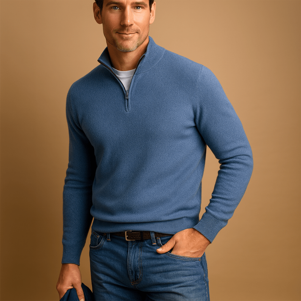 Pull en maille pour homme à demi-zip