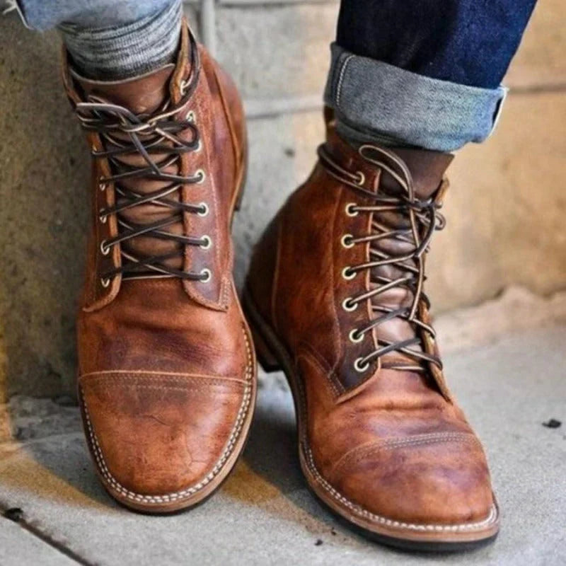 Męskie skórzane buty sznurowane | styl inspirowany tradycją