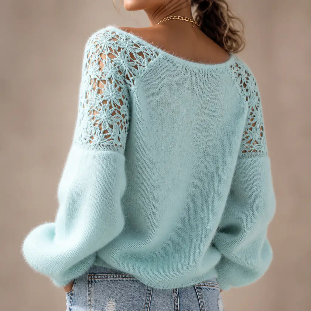 Women's Knitted Jumper with Lace Detail