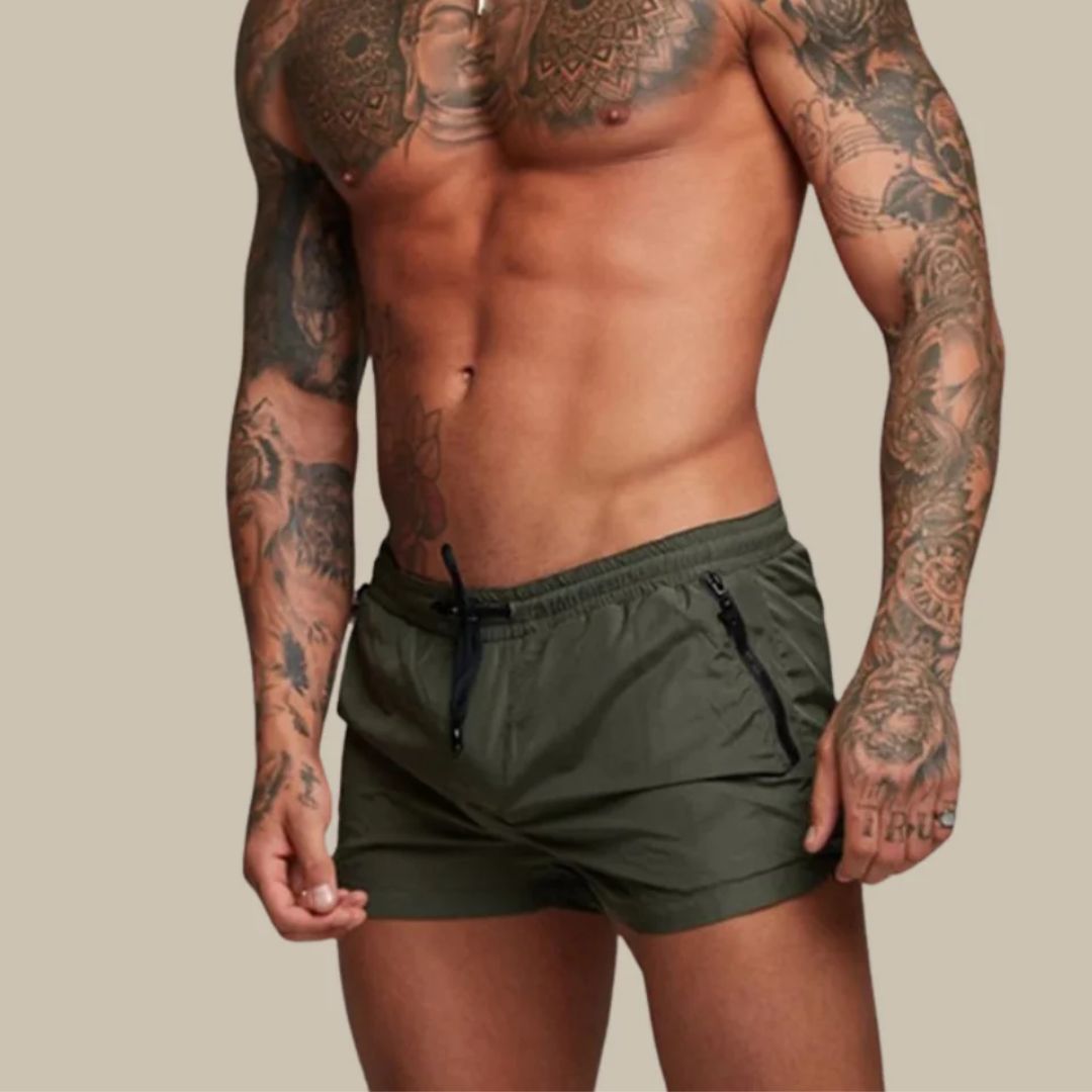 Drawstring Swim Shorts with Zip Pocket
