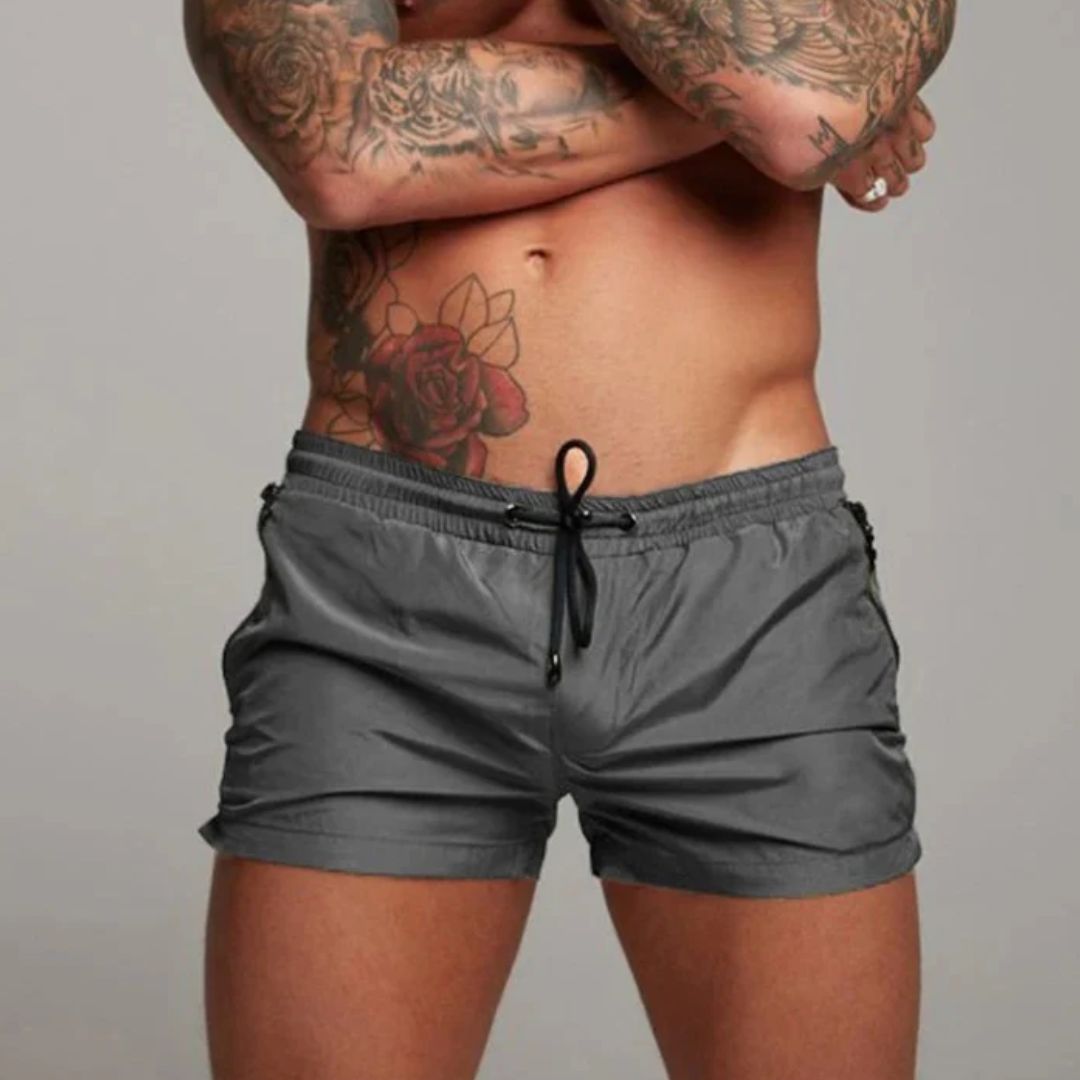 Drawstring Swim Shorts with Zip Pocket
