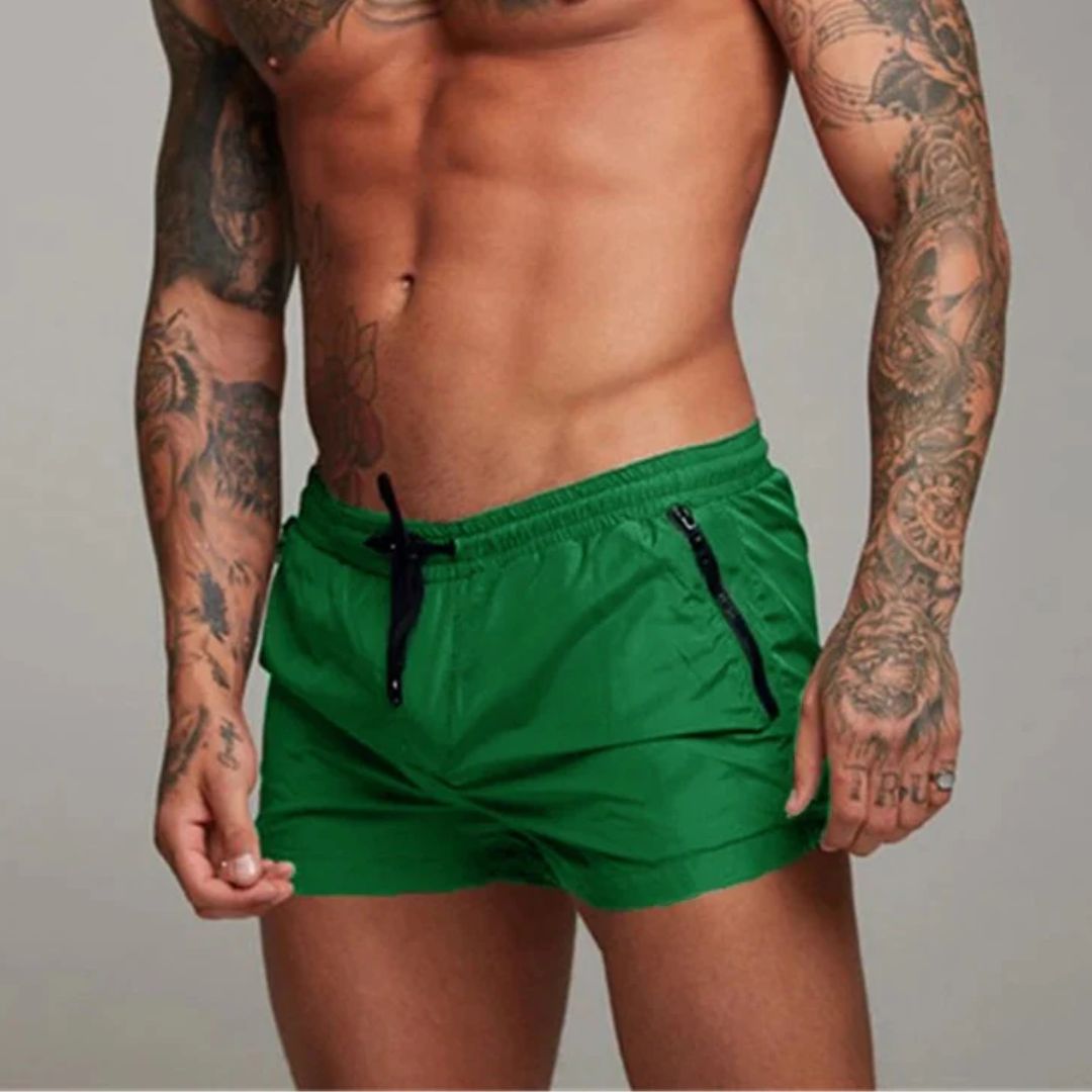 Drawstring Swim Shorts with Zip Pocket