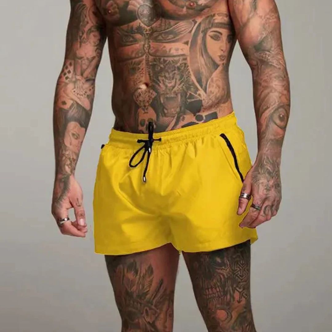 Drawstring Swim Shorts with Zip Pocket